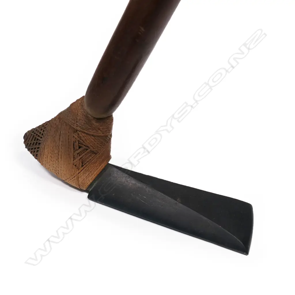 Rarotonga (Cook Islands) old stone bound and wood hafted adze, Image 1++
